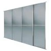 Spacepro Minimalist 4-Door Sliding Wardrobe Door Kit Silver Frame Grey Tinted Mirror Panel 2416 X 2260mm -ClearAmber shop 102GP P