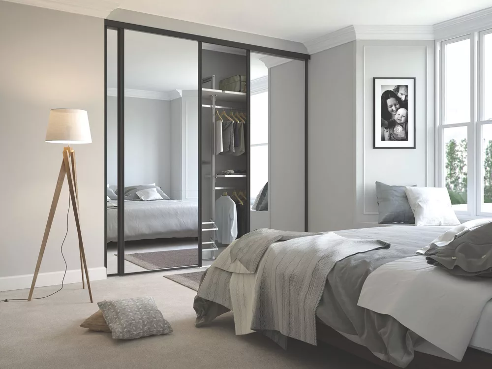 Spacepro Classic 3-Door Framed Sliding Wardrobe Doors Black Frame Mirror Panel 2672 X 2260mm 5 Spacepro Classic 3-Door Framed Sliding Wardrobe Doors Black Frame Mirror Panel 2672 X 2260mm - Image 3