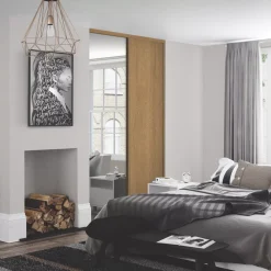 Spacepro Classic 2-Door Sliding Wardrobe Door Kit Oak Frame Oak / Mirror Panel 1489 X 2260mm -ClearAmber shop 113GK A1