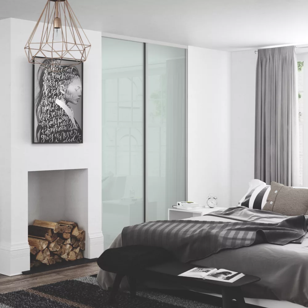 Spacepro Classic 2-Door Framed Glass Sliding Wardrobe Doors White Frame Arctic White Panel 1489 X 2260mm 4 Spacepro Classic 2-Door Framed Glass Sliding Wardrobe Doors White Frame Arctic White Panel 1489 X 2260mm - Image 2