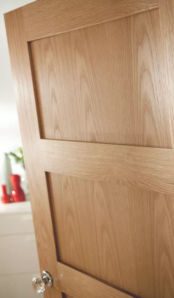 Jeld-Wen Unfinished Oak Veneer Wooden 4-Panel Shaker Internal Fire Door 2040 X 826mm 5 Jeld-Wen Unfinished Oak Veneer Wooden 4-Panel Shaker Internal Fire Door 2040 X 826mm - Image 3