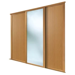 Spacepro Shaker 3-Door Sliding Wardrobe Doors Oak Frame Oak / Mirror Panel 2136 X 2260mm