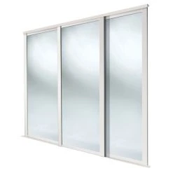Spacepro Shaker 3-Door Sliding Wardrobe Door Kit Cashmere Frame Mirror Panel 2592 X 2260mm