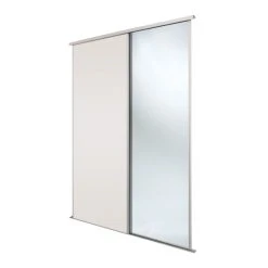 Spacepro Classic 2-Door Sliding Wardrobe Door Kit Cashmere Frame Cashmere / Mirror Panel 1185 X 2260mm
