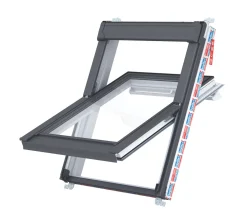 Keylite Manual Centre-Pivot Grey & White UPVC Roof Window Clear 780 X 980mm