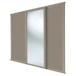 Spacepro Shaker 3-Door Sliding Wardrobe Door Kit Stone Grey Frame Stone Grey / Mirror Panel 1680 X 2260mm