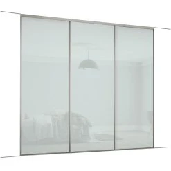 Spacepro Classic 3-Door Framed Glass Sliding Wardrobe Doors White Frame Arctic White Panel 2216 X 2260mm