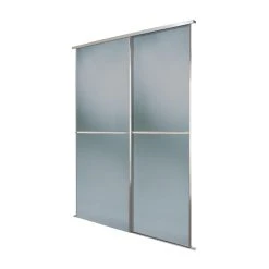 Spacepro Minimalist 2-Door Sliding Wardrobe Door Kit Silver Frame Grey Tinted Mirror Panel 1816 X 2260mm