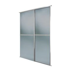Spacepro Minimalist 2-Door Sliding Wardrobe Door Kit Silver Frame Grey Tinted Mirror Panel 1208 X 2260mm