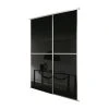 Spacepro Minimalist 2-Door Sliding Wardrobe Door Kit Silver Frame Black Glass Panel 1816 X 2260mm -ClearAmber shop 277GP P