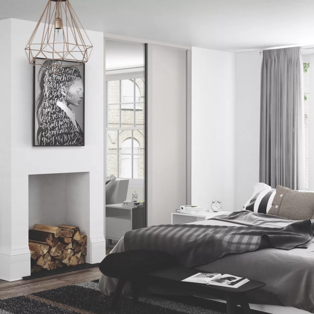 Spacepro Shaker 2-Door Sliding Wardrobe Door Kit Cashmere Frame Cashmere / Mirror Panel 1753 X 2260mm 4 Spacepro Shaker 2-Door Sliding Wardrobe Door Kit Cashmere Frame Cashmere / Mirror Panel 1753 X 2260mm - Image 2