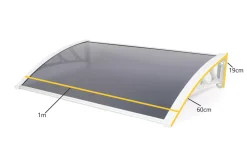Greenhurst Easy Fit Door Canopy White 1 X 0.6 X 0.23m -ClearAmber shop 2804V A2