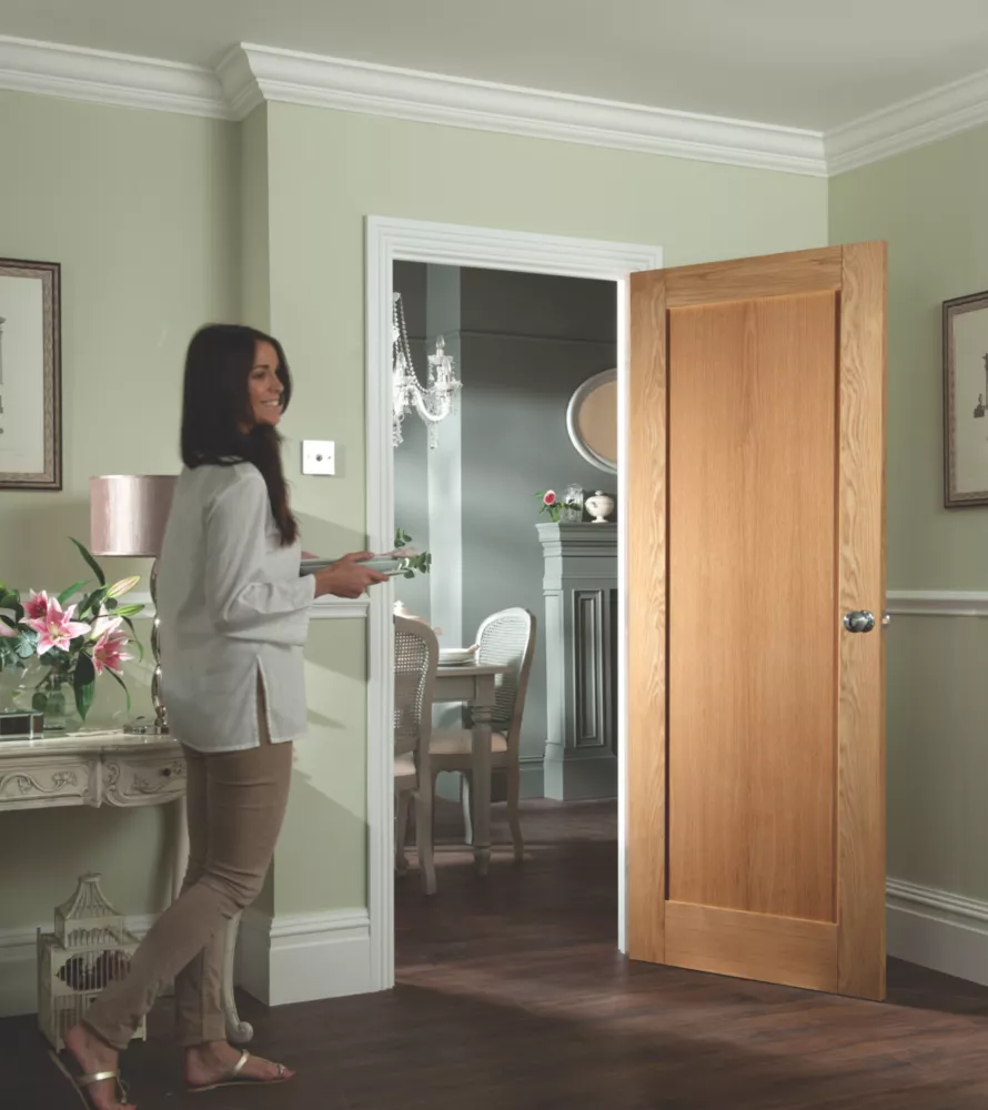 Jeld-Wen Unfinished Oak Veneer Wooden 1-Panel Shaker Internal Door 2040 X 726mm 4 Jeld-Wen Unfinished Oak Veneer Wooden 1-Panel Shaker Internal Door 2040 X 726mm - Image 2