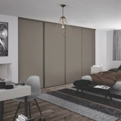 Spacepro Classic 4-Door Sliding Wardrobe Door Kit Stone Grey Frame Stone Grey Panel 2978 X 2260mm -ClearAmber shop 294GK A1