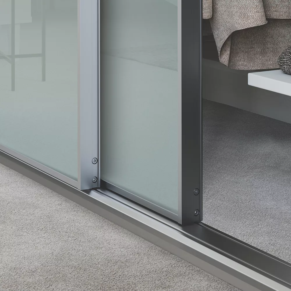 Spacepro Minimalist 2-Door Sliding Wardrobe Door Kit Silver Frame Arctic White Glass Panel 1512 X 2260mm 5 Spacepro Minimalist 2-Door Sliding Wardrobe Door Kit Silver Frame Arctic White Glass Panel 1512 X 2260mm - Image 3