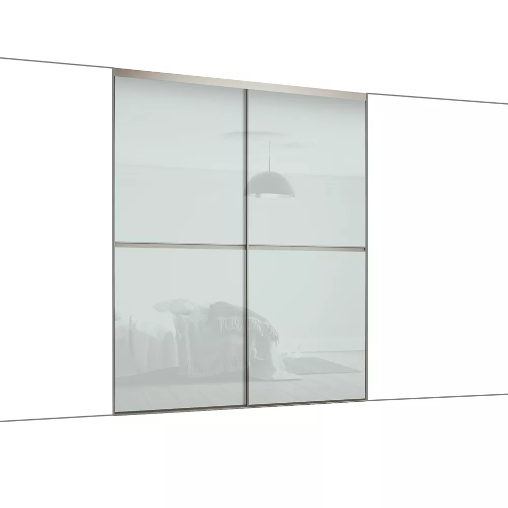Spacepro Minimalist 2-Door Sliding Wardrobe Door Kit Silver Frame Arctic White Glass Panel 1512 X 2260mm 3 Spacepro Minimalist 2-Door Sliding Wardrobe Door Kit Silver Frame Arctic White Glass Panel 1512 X 2260mm