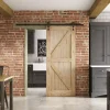 Jeld-Wen Grange Unfinished Mindi Oak Wooden Cottage Internal Sliding Barn Door 2073 X 862mm -ClearAmber shop 313JR P