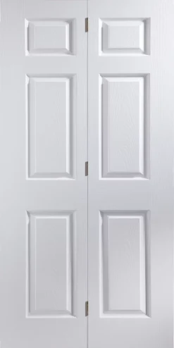 Jeld-Wen Bostonian Primed White Wooden 6-Panel Internal Bi-Fold Door 1950 X 750mm