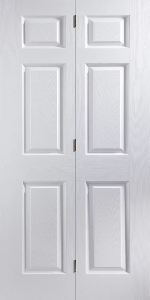 Jeld-Wen Bostonian Primed White Wooden 6-Panel Internal Bi-Fold Door 1950 X 750mm 3 Jeld-Wen Bostonian Primed White Wooden 6-Panel Internal Bi-Fold Door 1950 X 750mm