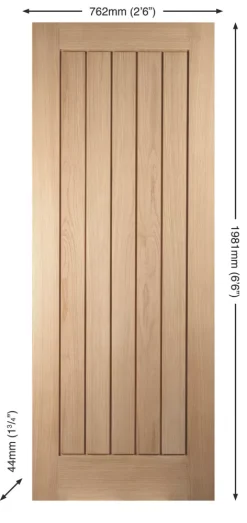 Jeld-Wen Unfinished Oak Veneer Wooden Cottage Internal Fire Door 1981 X 762mm