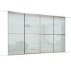 Spacepro Minimalist 4-Door Sliding Wardrobe Door Kit Silver Frame Arctic White Glass Panel 2416 X 2260mm -ClearAmber shop 335GP P