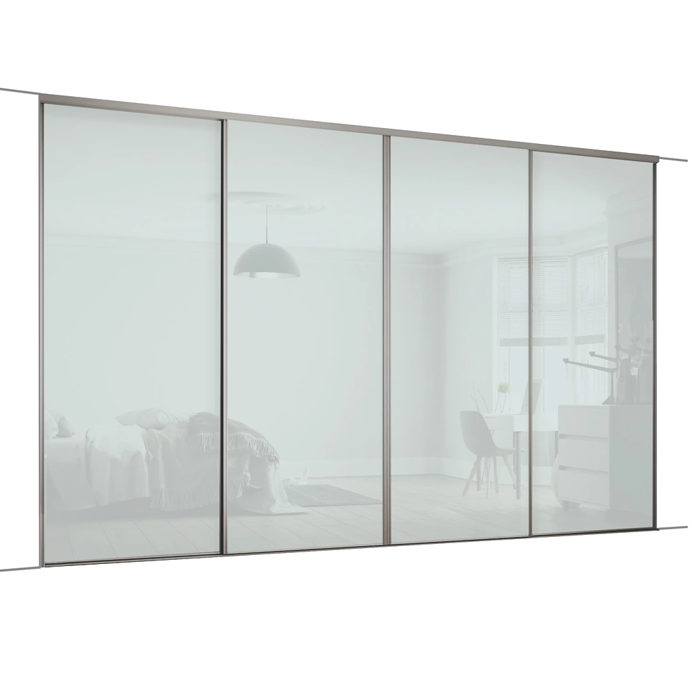 Spacepro Classic 4-Door Framed Glass Sliding Wardrobe Doors White Frame Arctic White Panel 2978 X 2260mm 3 Spacepro Classic 4-Door Framed Glass Sliding Wardrobe Doors White Frame Arctic White Panel 2978 X 2260mm