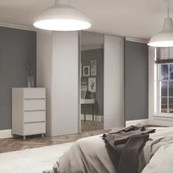 Spacepro Classic 3-Door Sliding Wardrobe Door Kit Cashmere Frame Cashmere / Mirror Panel 1760 X 2260mm -ClearAmber shop 336GK A1