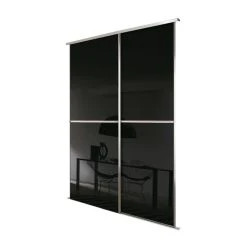 Spacepro Minimalist 3-Door Sliding Wardrobe Door Kit Silver Frame Mirror Panel 2718 X 2260mm