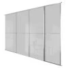 Spacepro Minimalist 4-Door Sliding Wardrobe Door Kit Silver Frame Grey Glass Panel 3024 X 2260mm -ClearAmber shop 376GP P