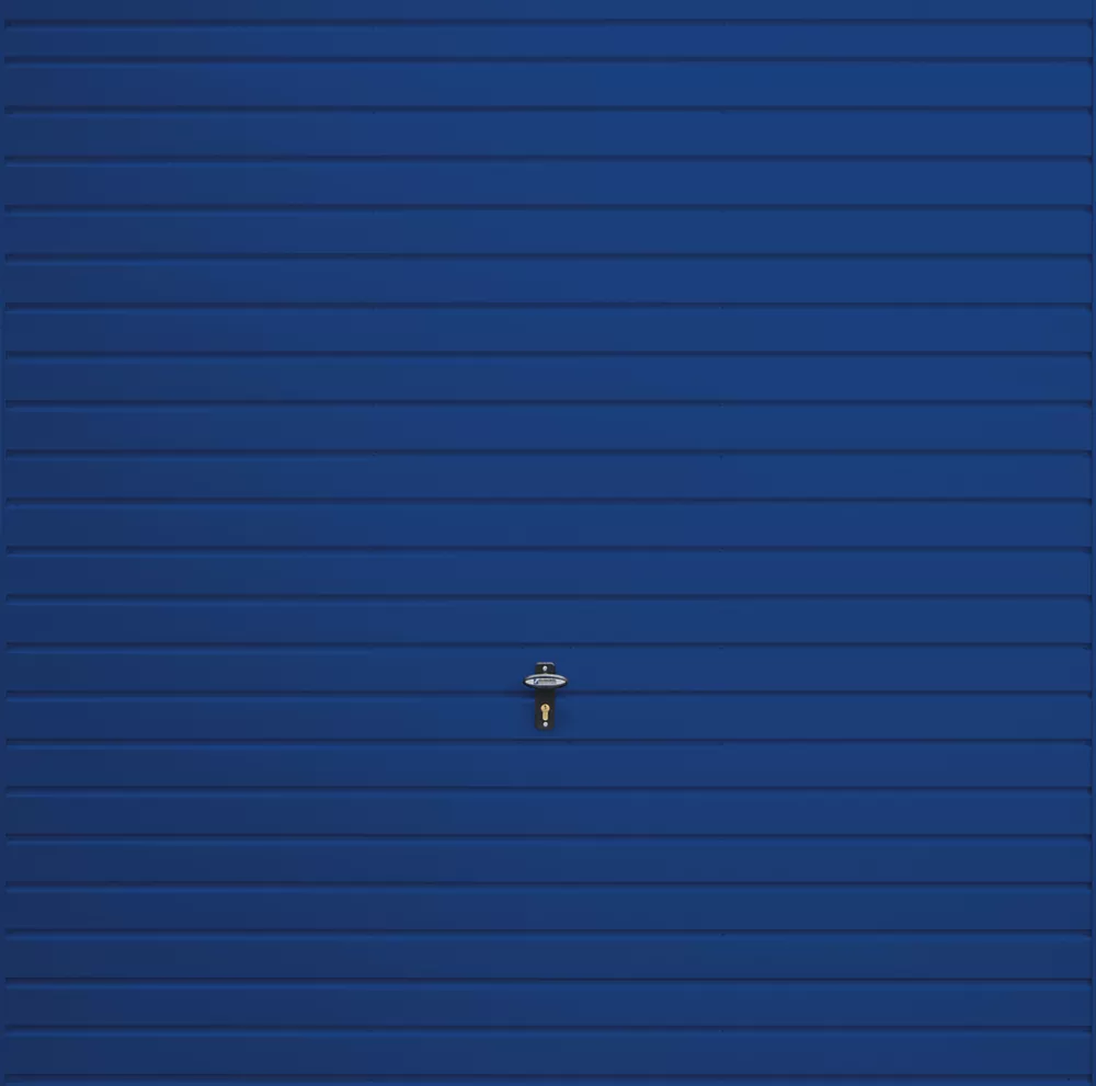 Gliderol Horizontal 7' 6" X 6' 6" Non-Insulated Frameless Steel Up & Over Garage Door Signal Blue 3 Gliderol Horizontal 7' 6" X 6' 6" Non-Insulated Frameless Steel Up & Over Garage Door Signal Blue