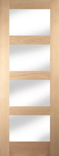 Jeld-Wen 4-Clear Light Unfinished Oak Veneer Wooden 4-Panel Shaker Internal Door 2040 X 826mm