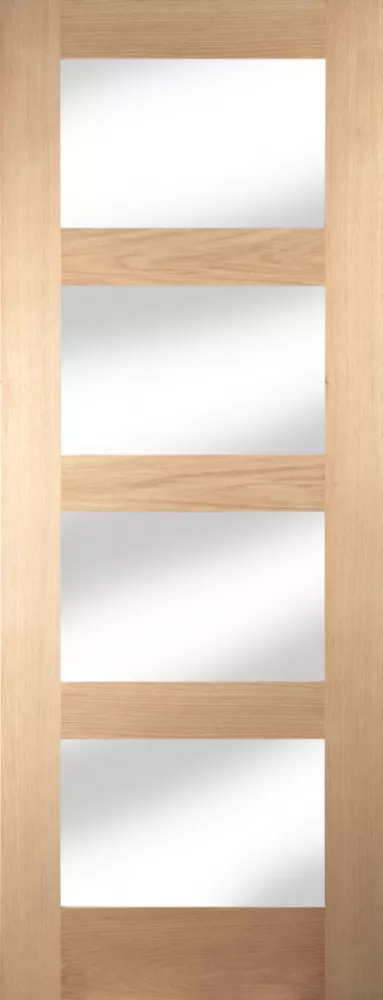 Jeld-Wen 4-Clear Light Unfinished Oak Veneer Wooden 4-Panel Shaker Internal Door 2040 X 826mm 3 Jeld-Wen 4-Clear Light Unfinished Oak Veneer Wooden 4-Panel Shaker Internal Door 2040 X 826mm