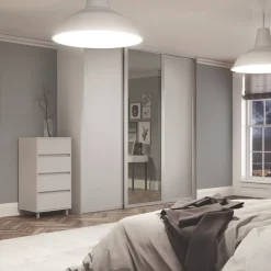 Spacepro 3-Door Sliding Wardrobe Door Kit Dove Grey Frame Dove Grey / Mirror Panel 1680 X 2260mm