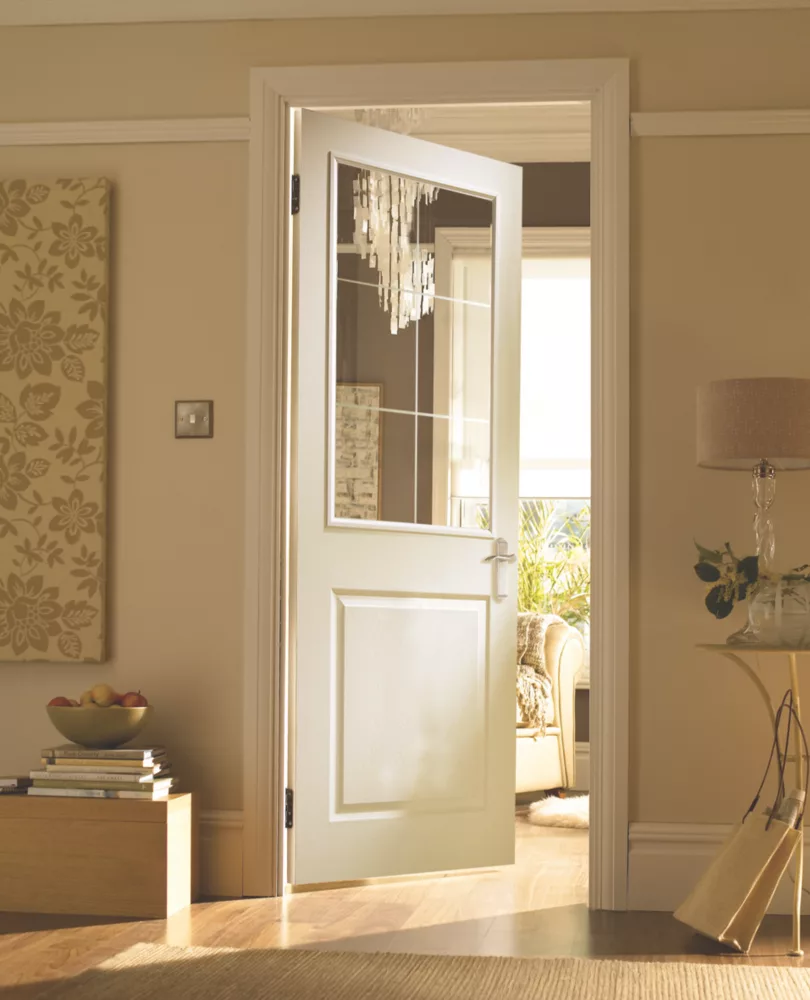 Jeld-Wen Cambridge 1-Clear Light Primed White Wooden 2-Panel Internal Door 1981 X 762mm 4 Jeld-Wen Cambridge 1-Clear Light Primed White Wooden 2-Panel Internal Door 1981 X 762mm - Image 2