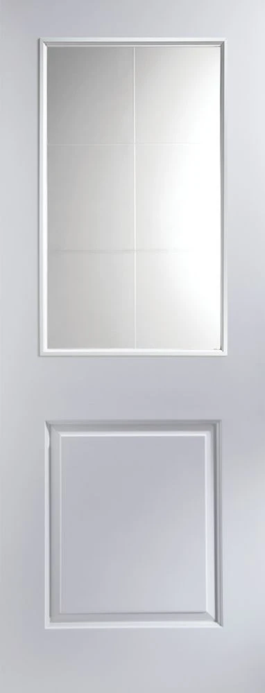 Jeld-Wen Cambridge 1-Clear Light Primed White Wooden 2-Panel Internal Door 1981 X 762mm 3 Jeld-Wen Cambridge 1-Clear Light Primed White Wooden 2-Panel Internal Door 1981 X 762mm