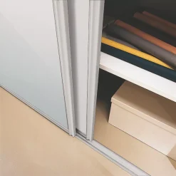 Spacepro Classic 4-Door Sliding Wardrobe Door Kit Cashmere Frame Cashmere / Mirror Panel 2370 X 2260mm -ClearAmber shop 398GK A2