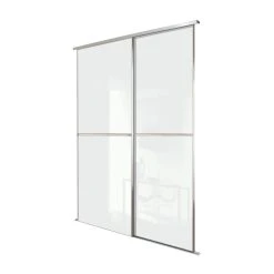 Spacepro Minimalist 2-Door Sliding Wardrobe Door Kit Silver Frame Mirror Panel 1512 X 2260mm