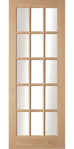 Jeld-Wen 15-Clear Light Unfinished Oak Veneer Wooden 15-Panel Internal Door 1981 X 838mm -ClearAmber shop 438JK A1