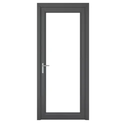 Crystal 1-Panel 1-Clear Light RH Anthracite Grey UPVC Back Door 2090 X 890mm