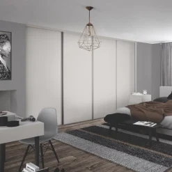 Spacepro Classic 4-Door Sliding Wardrobe Door Kit Cashmere Frame Cashmere Panel 2978 X 2260mm -ClearAmber shop 468GK A1
