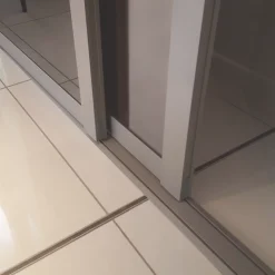 Spacepro Shaker 3-Door Sliding Wardrobe Door Kit Stone Grey Frame Stone Grey / Mirror Panel 2592 X 2260mm -ClearAmber shop 468GP A2