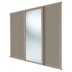 Spacepro Shaker 3-Door Sliding Wardrobe Door Kit Stone Grey Frame Stone Grey / Mirror Panel 2592 X 2260mm