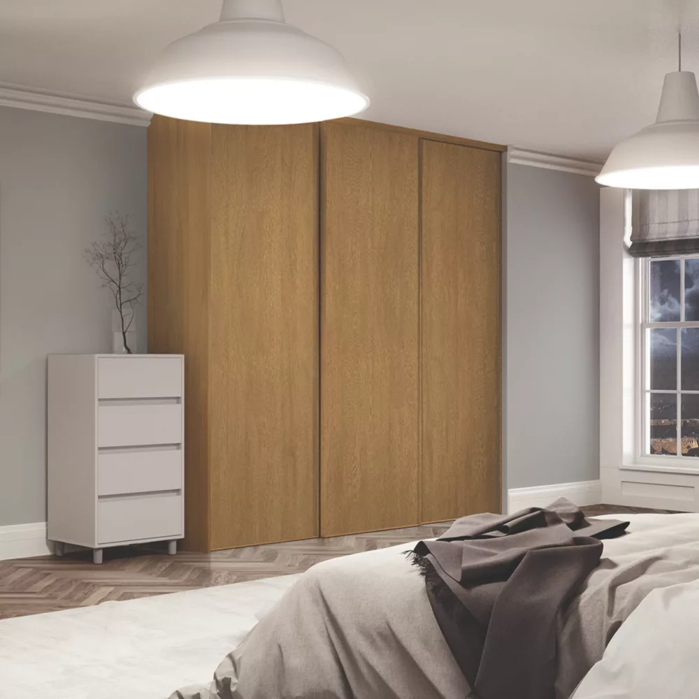 Spacepro Classic 3-Door Sliding Wardrobe Door Kit Oak Frame Oak Panel 2216 X 2260mm 4 Spacepro Classic 3-Door Sliding Wardrobe Door Kit Oak Frame Oak Panel 2216 X 2260mm - Image 2