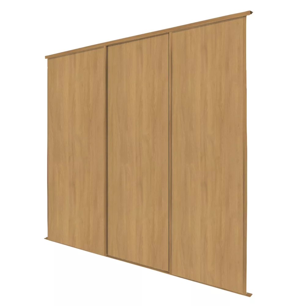 Spacepro Classic 3-Door Sliding Wardrobe Door Kit Oak Frame Oak Panel 2216 X 2260mm 3 Spacepro Classic 3-Door Sliding Wardrobe Door Kit Oak Frame Oak Panel 2216 X 2260mm