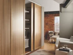Spacepro Shaker 3-Door Panel Sliding Wardrobe Doors Oak Frame Oak Panel 2136 X 2260mm -ClearAmber shop 4976F A2