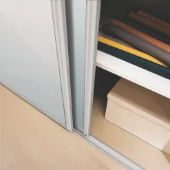 Spacepro Classic 3-Door Sliding Wardrobe Door Kit Cashmere Frame Mirror Panel 2672 X 2260mm -ClearAmber shop 503GK A2