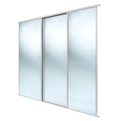 Spacepro Classic 3-Door Sliding Wardrobe Door Kit Cashmere Frame Mirror Panel 2672 X 2260mm
