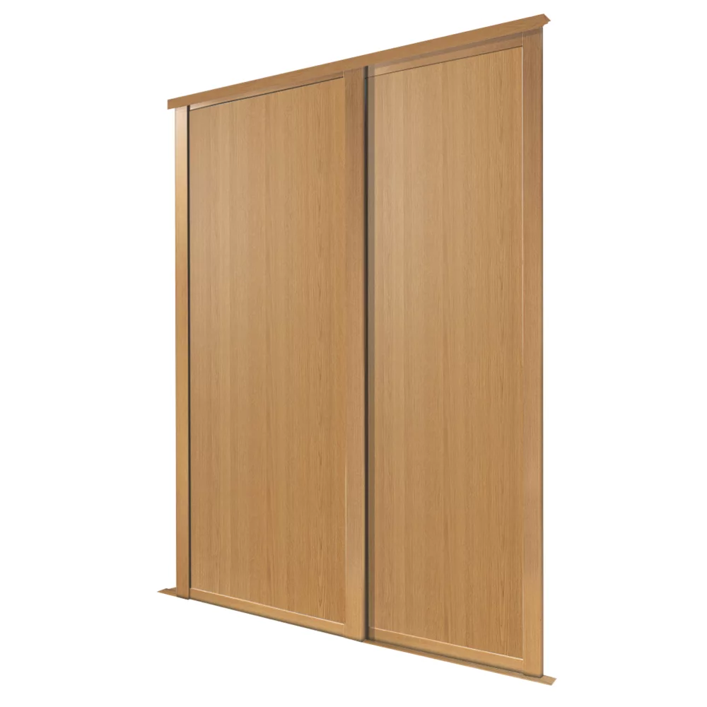 Spacepro Shaker 2-Door Panel Sliding Wardrobe Doors Oak Frame Oak Panel 1753 X 2260mm 3 Spacepro Shaker 2-Door Panel Sliding Wardrobe Doors Oak Frame Oak Panel 1753 X 2260mm