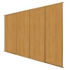 Spacepro Classic 4-Door Sliding Wardrobe Door Kit Oak Frame Oak Panel 2978 X 2260mm -ClearAmber shop 507GK P