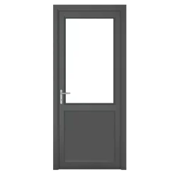 Crystal 2-Panel 1-Clear Light RH Anthracite Grey UPVC Back Door 2090 X 920mm